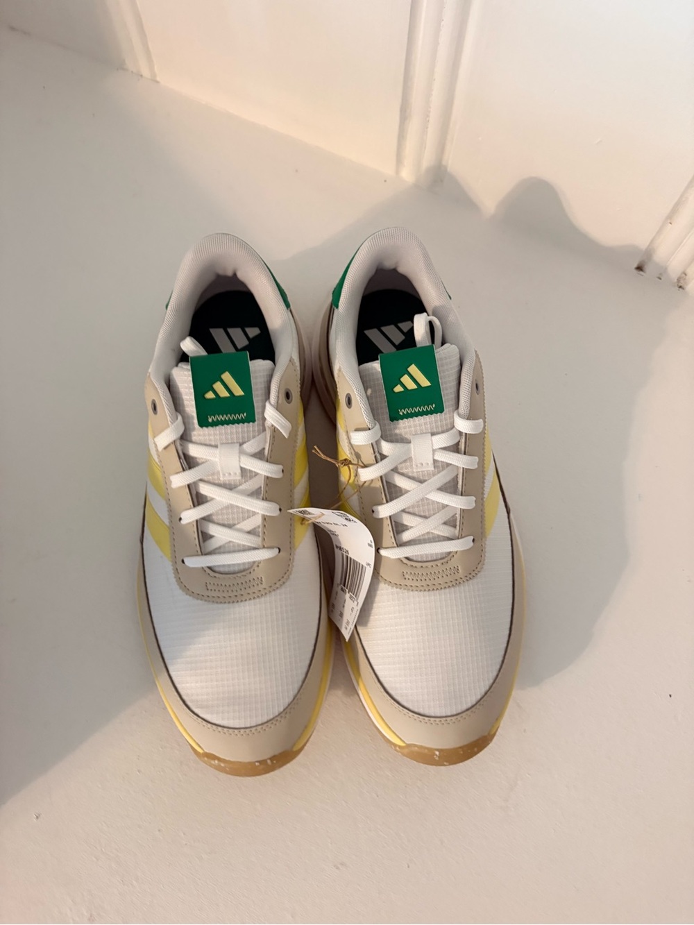 adidas Golf White Sneakers with Yellow & Green Accents